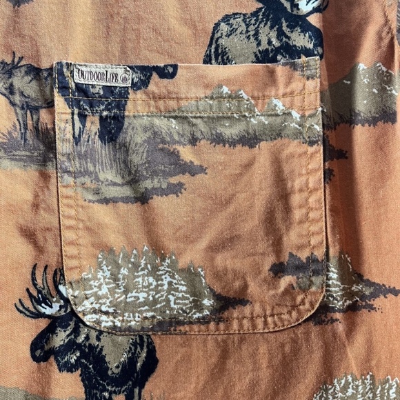 Outdoor Life Men's Elk Theme Button Down Long Sleeve 100% Cotton Sz Medium - Picture 3 of 10